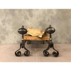 Pair Of 18th Century Wrought Iron Andirons