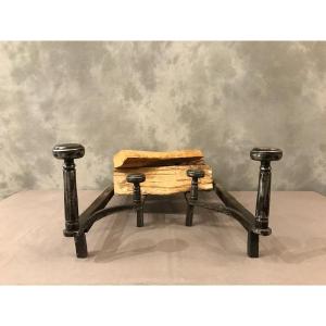 Pair Of 18th Century Wrought Iron Andirons With Double Fittings