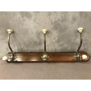 Late 19th Century Brass Coat Rack On Wood