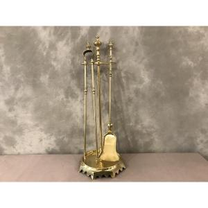 Antique Brass Fireplace Servant From The 19th Century Louis Philippe Period.