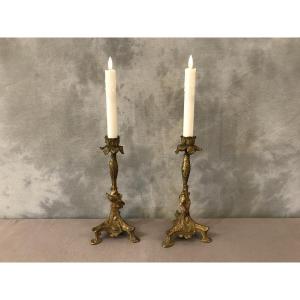 Pair Of 19th Century Spelter Candlesticks 