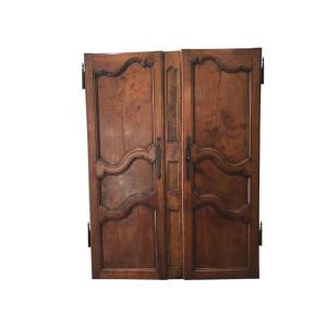 Pair Of Antique Fruitwood Doors From The Late 18th Century 