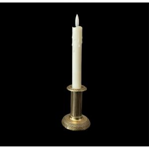 Small Bronze Candlestick In Louis XVI Style From The Late 19th Century 