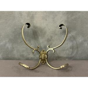 Double Coat Rack In Polished Bronze From The 19th-century Restoration Period
