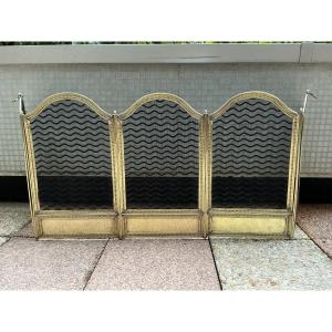 Large Antique Brass Fireplace Screen Dating From The 19th Century In The Louis XVI Style 