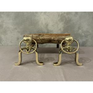 Pair Of Antique Brass Andirons Circa 1970