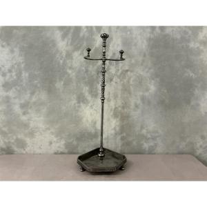 Polished Iron Fireplace Set From The 19th Century