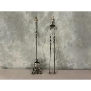 A 19th-century Iron And Brass Shovel And Tongs Set