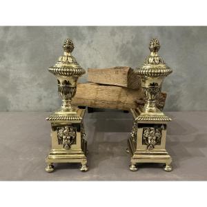 Pair Of Antique Bronze Andirons From The Late 18th Century