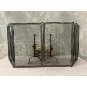 Antique Iron Fireplace Screen From The 19th Century