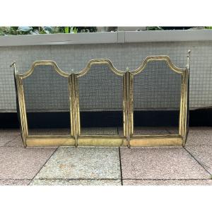 Large Antique Brass Fireplace Screen Dating From The 19th Century In The Louis XVI Style 