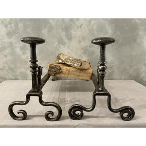  Antique Wrought Iron Andirons From The 18th Century 