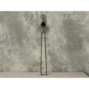 Beautiful Large Iron And Bronze Tongs From The Directoire Period.