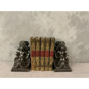 Pair Of Antique Cast Iron Bookends From The 19th Century 