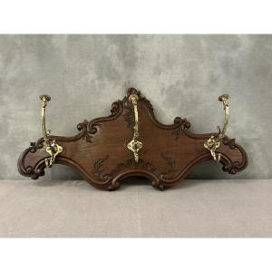 Coat Rack, Wooden Hooks From The Late 19th Century In Bronze. 