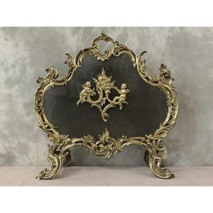 Antique Bronze Fireplace Screen From The 19th Century
