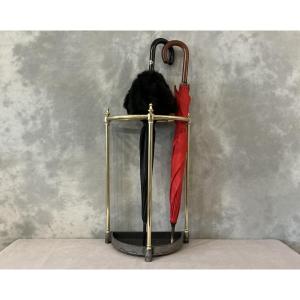Antique Brass Half-circle Umbrella Stand, Late 19th C.