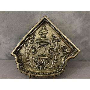 Shovel Rest, Bronze Mantel Clamp, Louis XVI Style 19th Century Mantel Corner