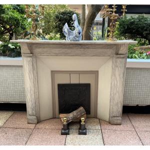 Decorative Faux Marble Painted Wood Mantel From The Late 19th Century