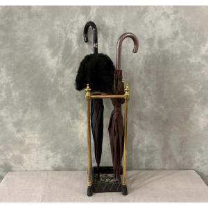 Antique Brass Square Umbrella Stand From The 19th Century Louis Philippe Period.
