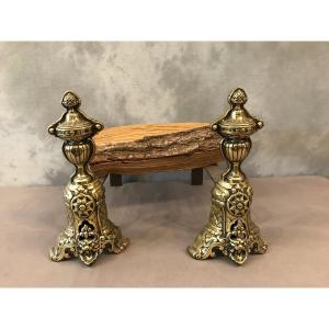 Pair Of Andirons In Bronze Napoleon III