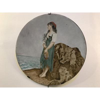 Grand Decorative Flat In Earthenware 19th
