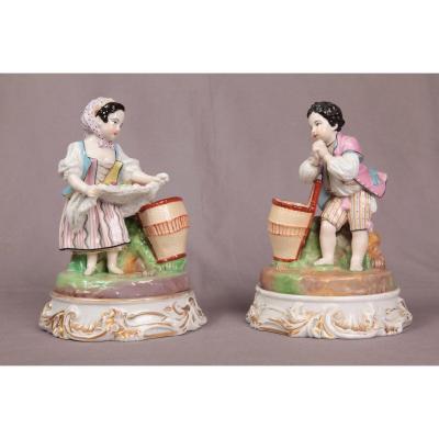 Pair Of Porcelain Topics Vieux Paris