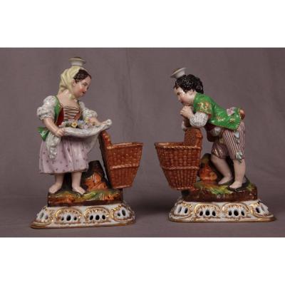 Pair Of Porcelain Bottles Old Jacob Petit Paris