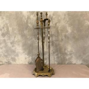 Servant Of Fireplace In Iron And Bronze 19th Time