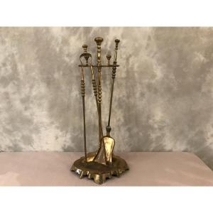 Old Fireplace Servant In Golden Iron 19th Time