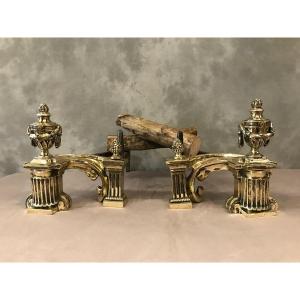 Pair Of Andirons In Bronze Period Transition