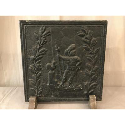 Antique Fireplace Plate In 19th Cast Iron