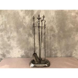 19th Century Iron Fireplace Servant Including A Shovel And A Tongs