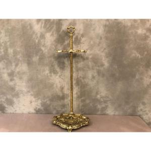 Serviteur De Cheminée En Bronze D’époque 19ème Entièrement Poli Et Vernis 