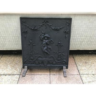Antique 19th Century Cast Iron Fireplace Plate