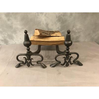 Pair Of Louis XIV Iron Andirons
