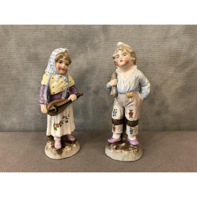 Couple Of Characters In Porcelain Dresden 19th