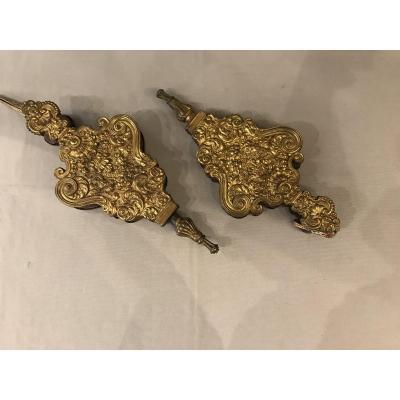 Pair Of Exceptional Late 17th Century Bellows In Pressed Brass