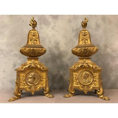 Beaux Andirons Decor Louis XIV 17th