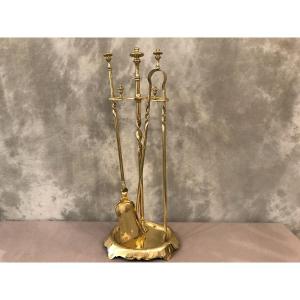 Fireplace Servant In Brass Restoration Period 19th