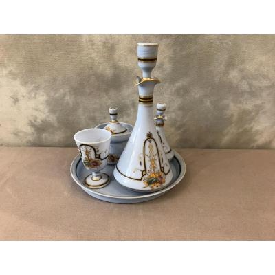 Night Service In Blue Opaline, Gold And Flowers From The 19th Time 