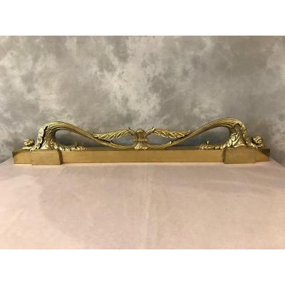 Antique Fireplace Bar In Brass And Polished Bronze From The 19th Restoration