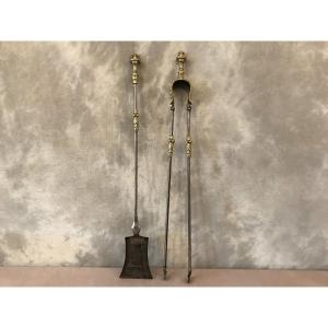 Set Of A Shovel And A Clamp In Iron And Bronze Louis XVI Style From The 19th