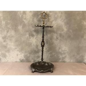 Antique Fireplace Servant In Cast Iron And Bronze From The 19th Century