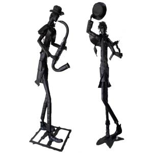 Two Sculptures By The Metal Sculptor Artist Jean Alexandre Delattre
