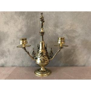Double Candlestick In Bronze Directoire Style From The 19th Century