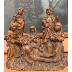 Lamentation Of Christ In Carved Wood From The 15th Century