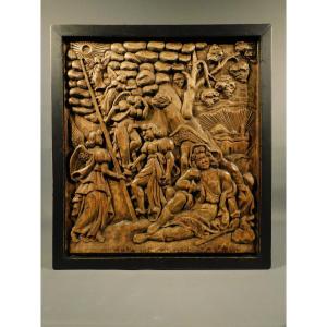 Wooden Panel Depicting Jacob's Ladder - 19th Century