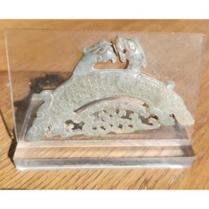 Huang Double Dragon In White Jade