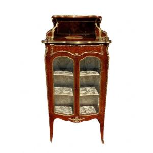 Louis XV Style Showcase In Marquetry & Bronze